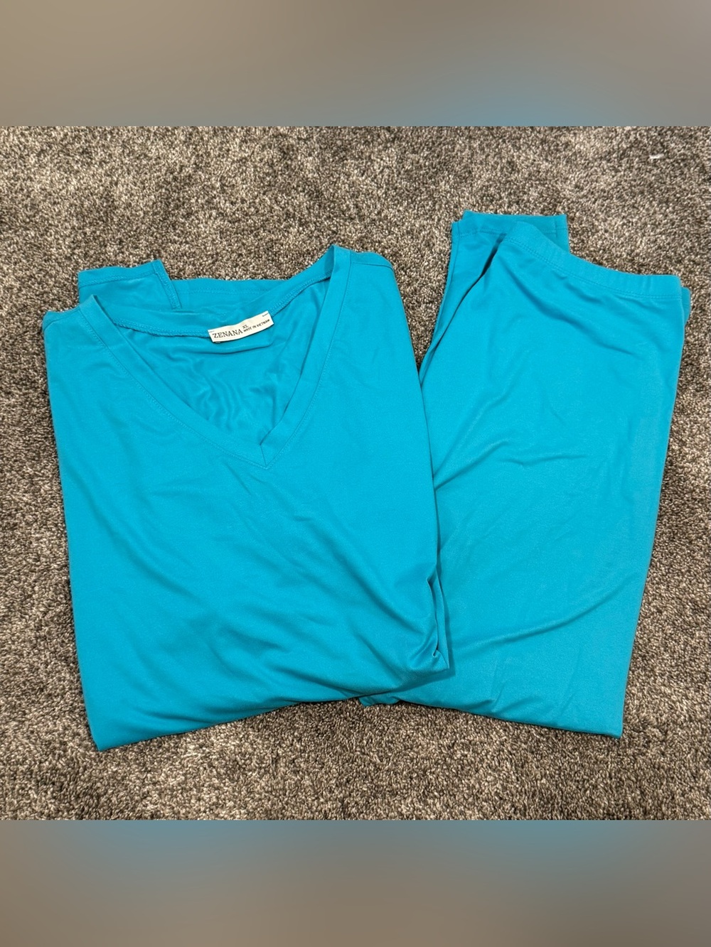 Zenana 2 piece Turquoise V-Neck Loungewear Set XL